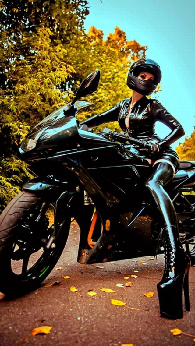 手机壁纸摩托车美女图片