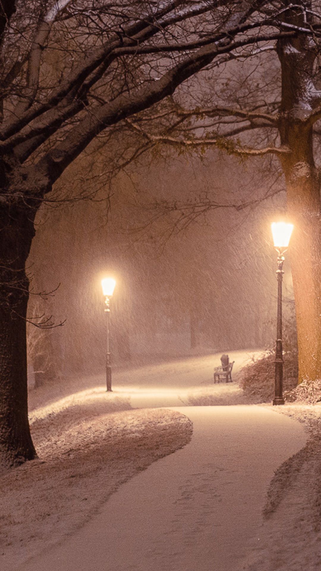 雪夜漫步图片
